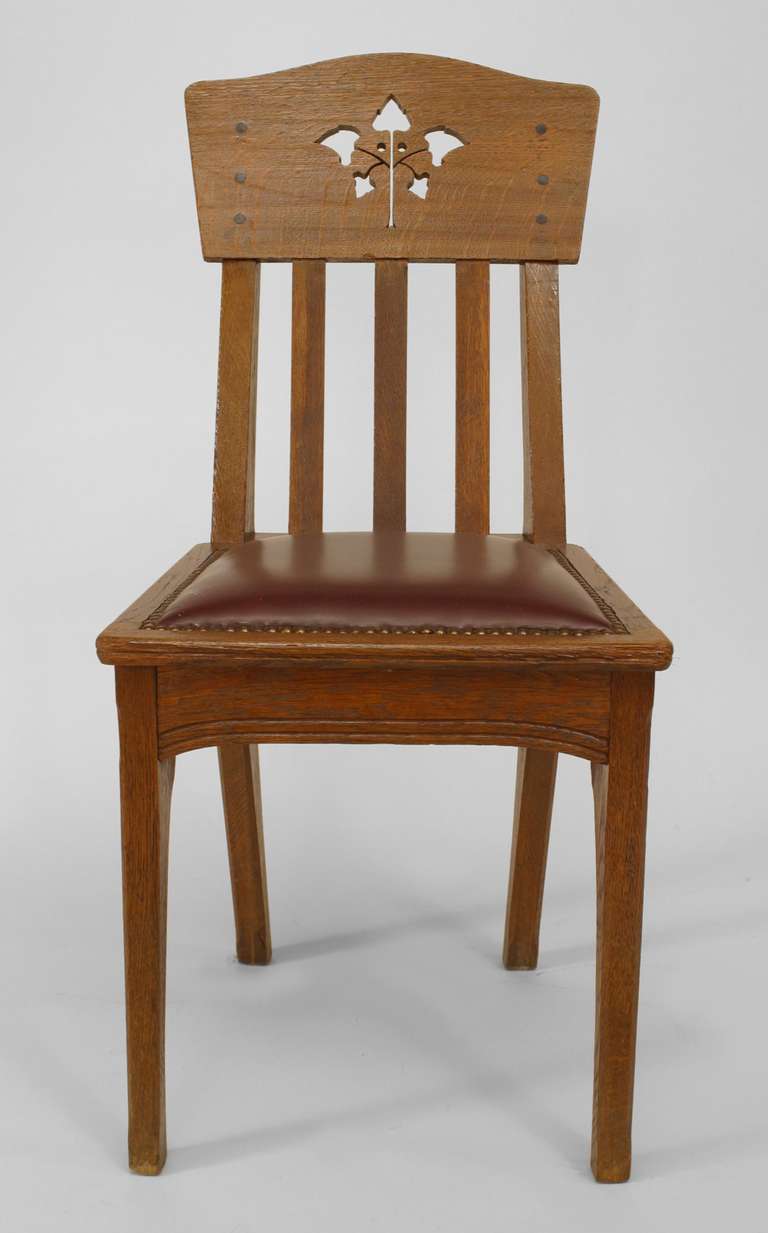 Arts and Crafts Set of Six French Arts & Crafts Side Chairs Attributed to Jallot