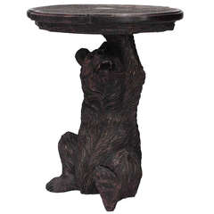 20th c. Black Forest Style Carved Bear End Table