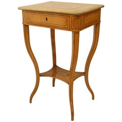 French Charles X Maple and Marble End Table