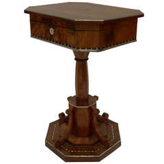 19th Century Biedermeier Pearl Inlaid Sewing Box Table