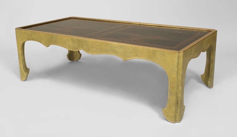 Gilt Trimmed Coffee Table with 18th Century Chinese Panel Top