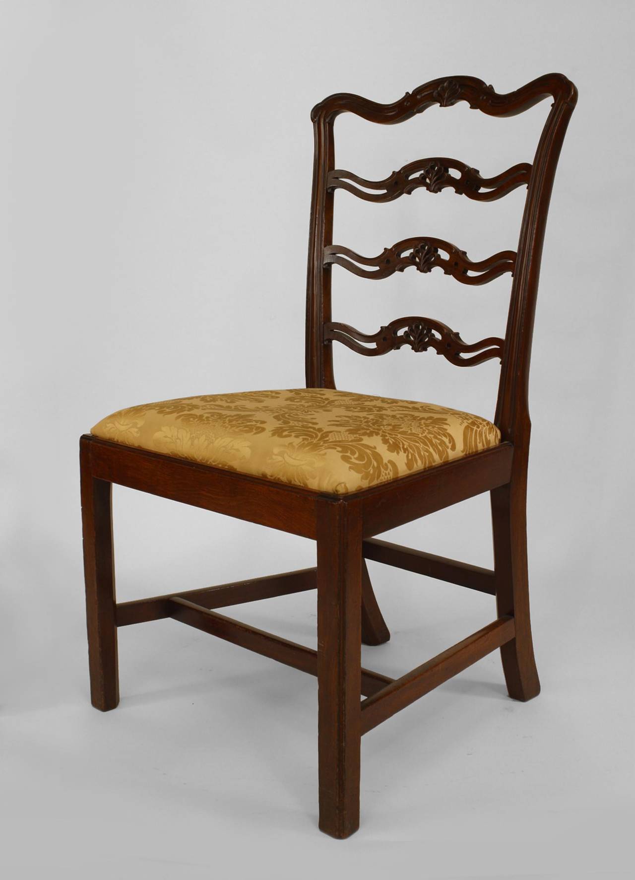 Set of 10 English Georgian Gold Damask Chairs For Sale 1