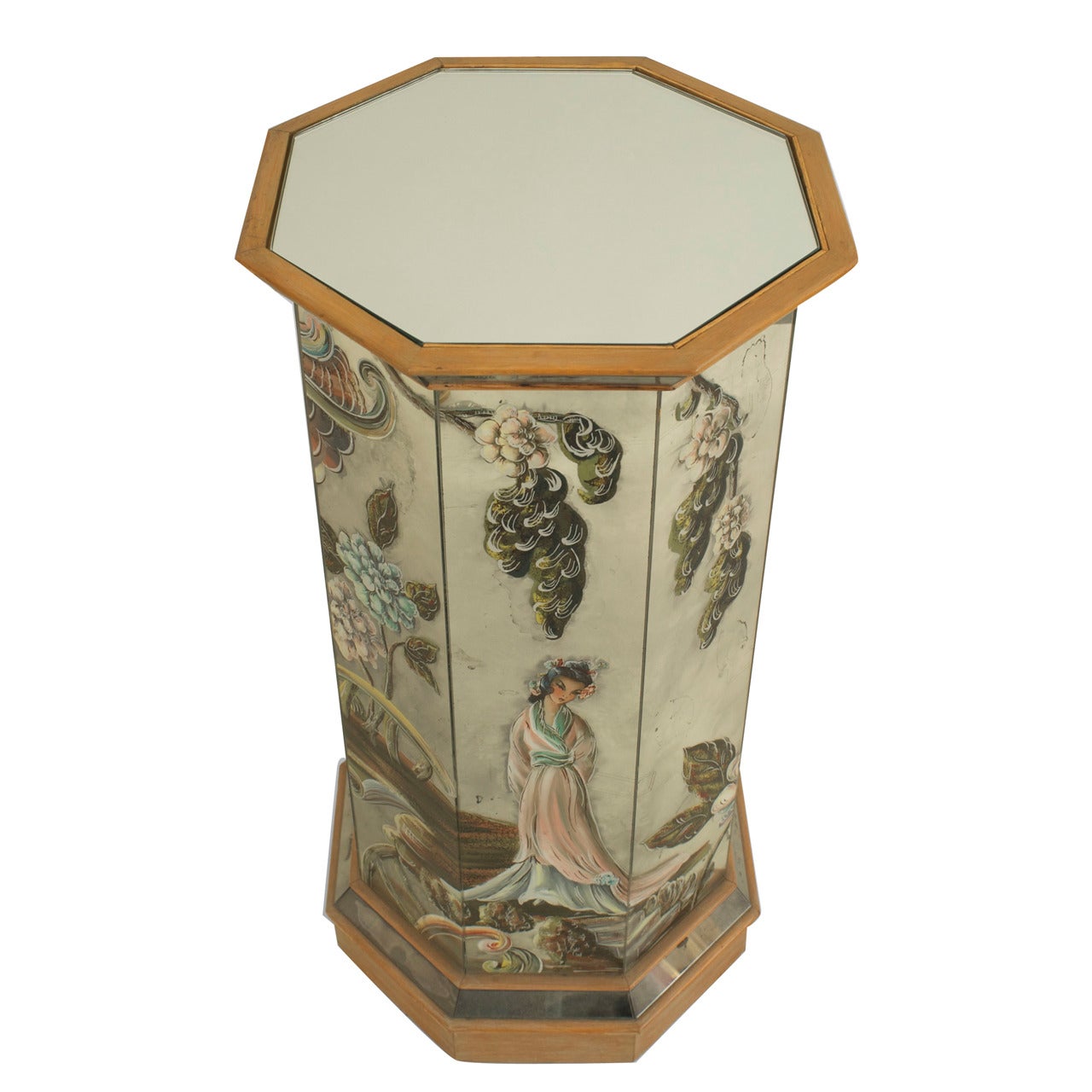 Pedestal Francés de Chinoiserie con Espejo