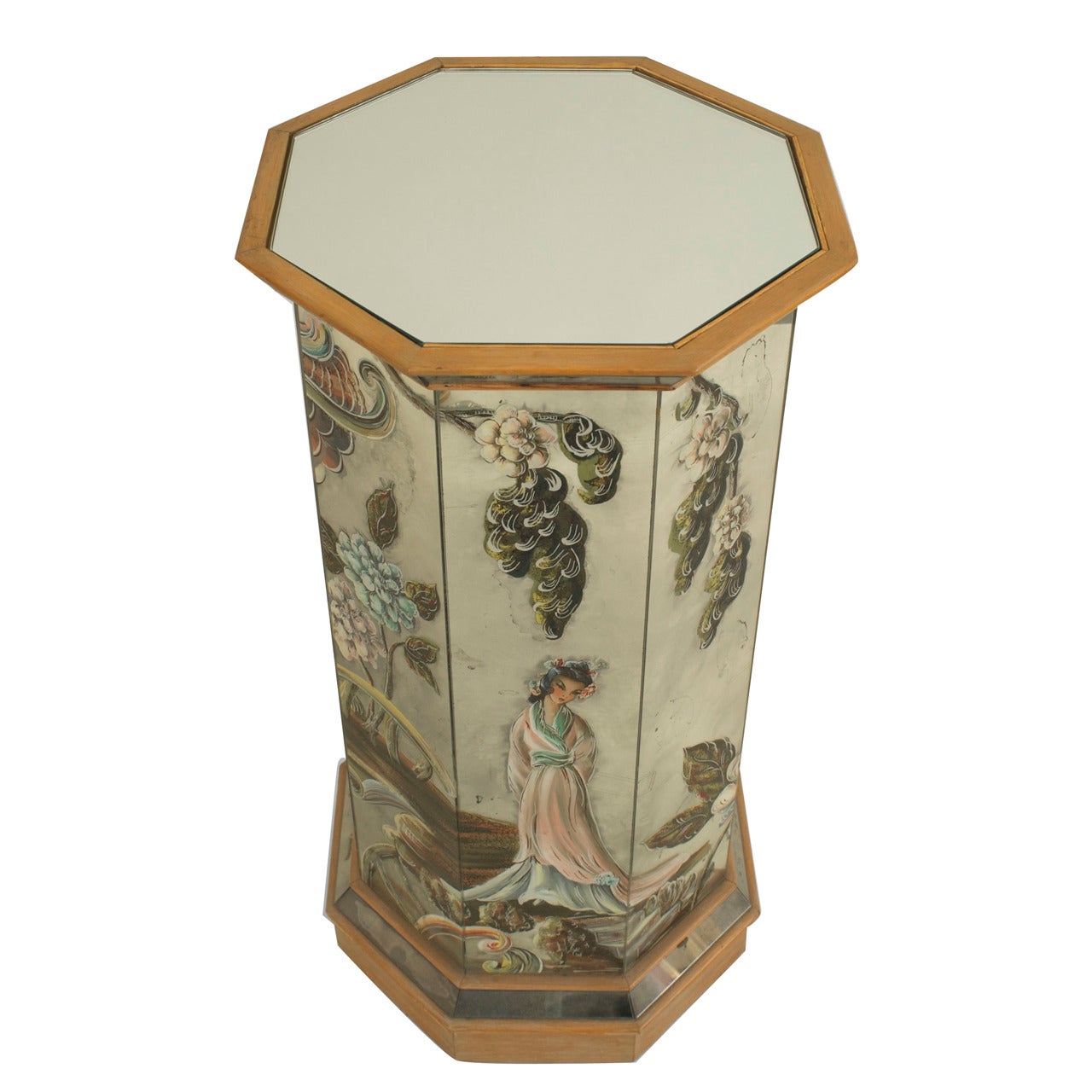 French Mirrored Chinoiserie Pedestal For Sale