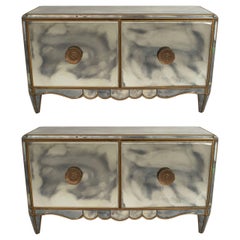 Pair of French Mirrored Commodes