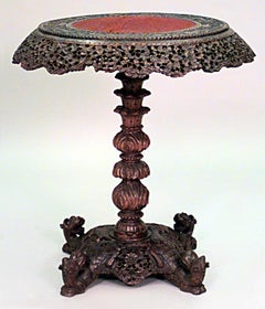 Asian Burmese Walnut End Table