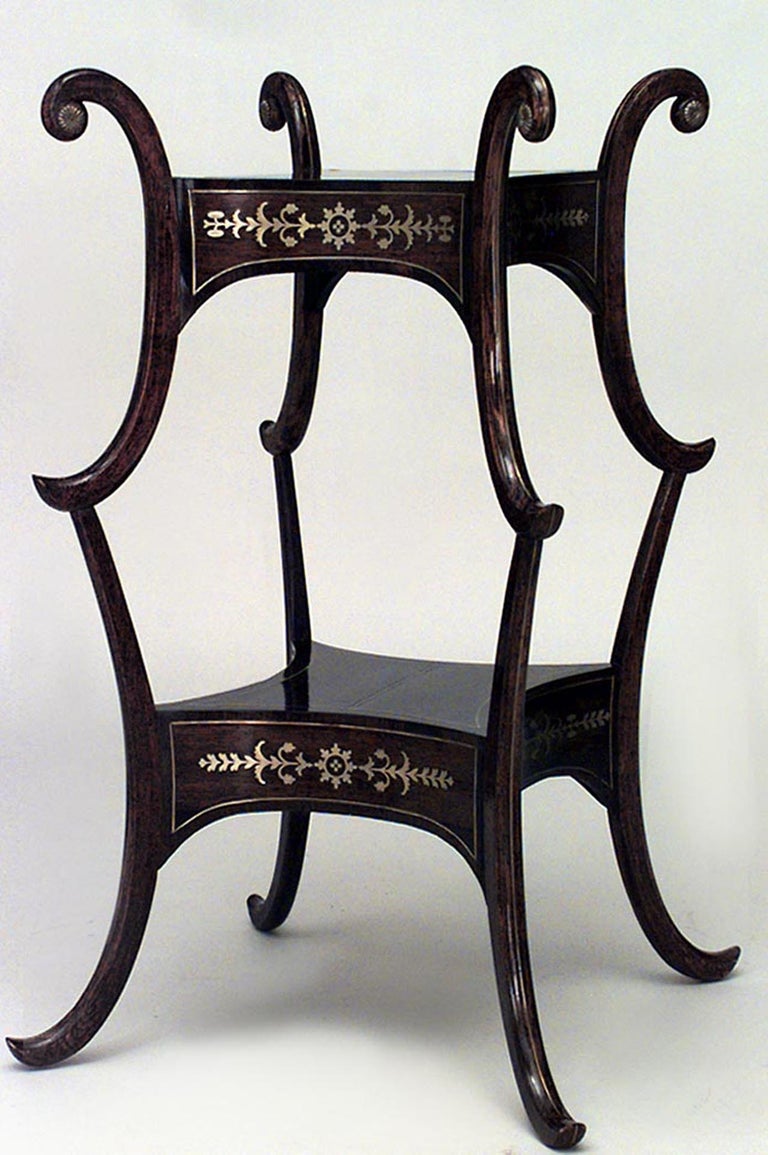 English Regency Rosewood Brass Inlaid End Table For Sale
