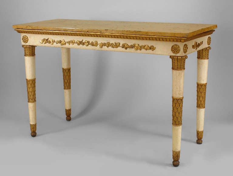 Early 19th c. Neoclassic Siena Marble and Gilt Carved Console
