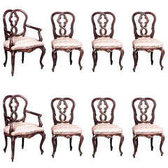 Set of Eight 19th Century Italian Chairs with Painted Accents 5