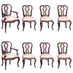 Set of 8 Italian Venetian Floral Decorated Chairs