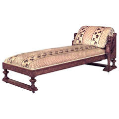 Egyptian Style Carved Chaise Attributed to A.L. Matthews, Circa 1910