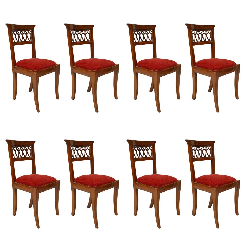 Set of 8 Continental Baltic Mahogany Side Chairs For Sale