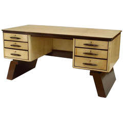1940s Italian Parchment Veneered Desk Attributed to Borsani 1