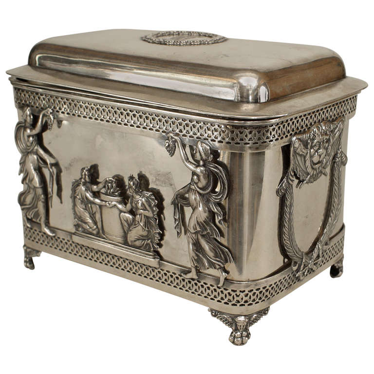 Continental German Neo-Classic Silver Box For Sale