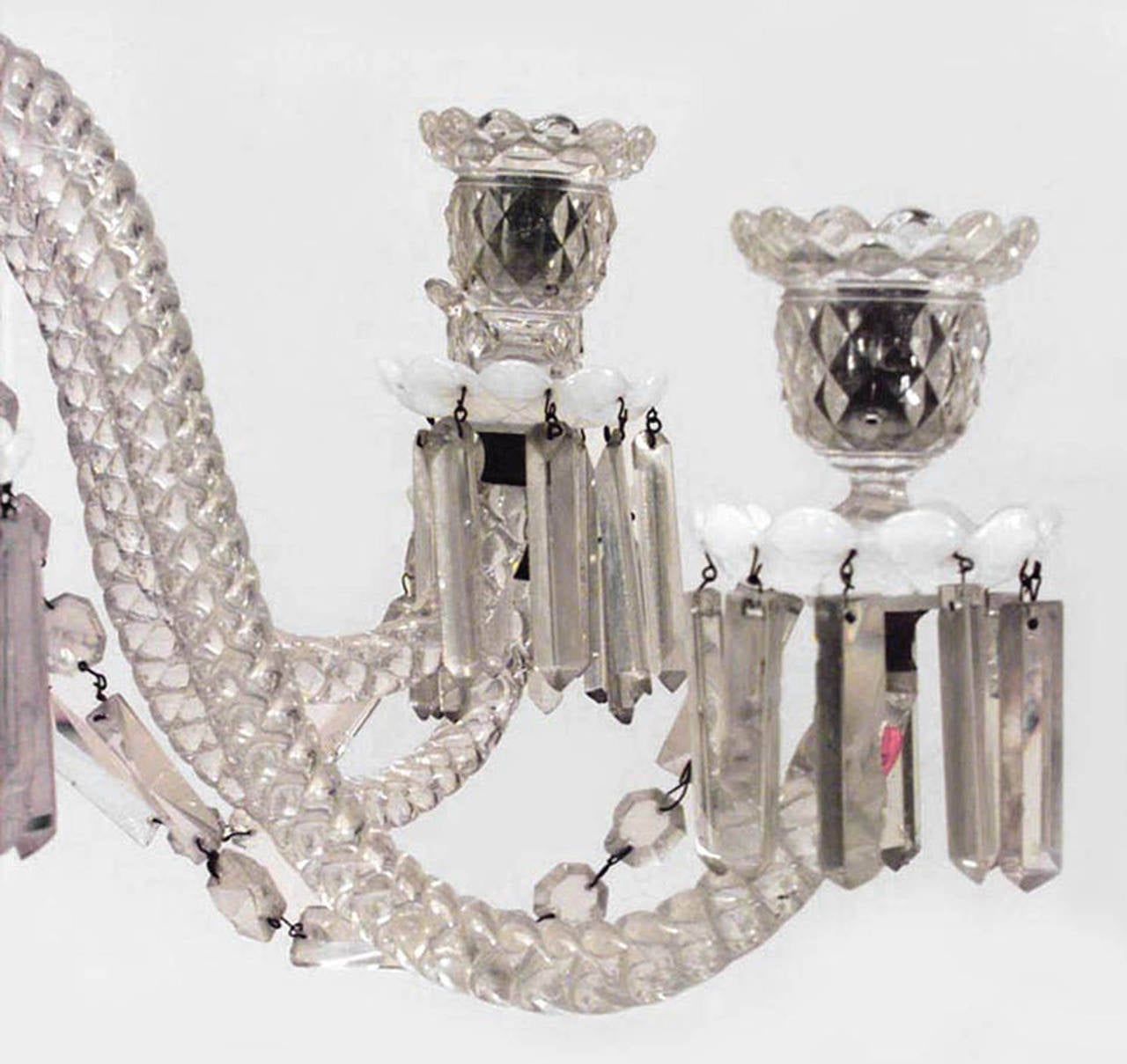 European 19th Century French Baccarat Crystal and Opaline Glass Chandelier