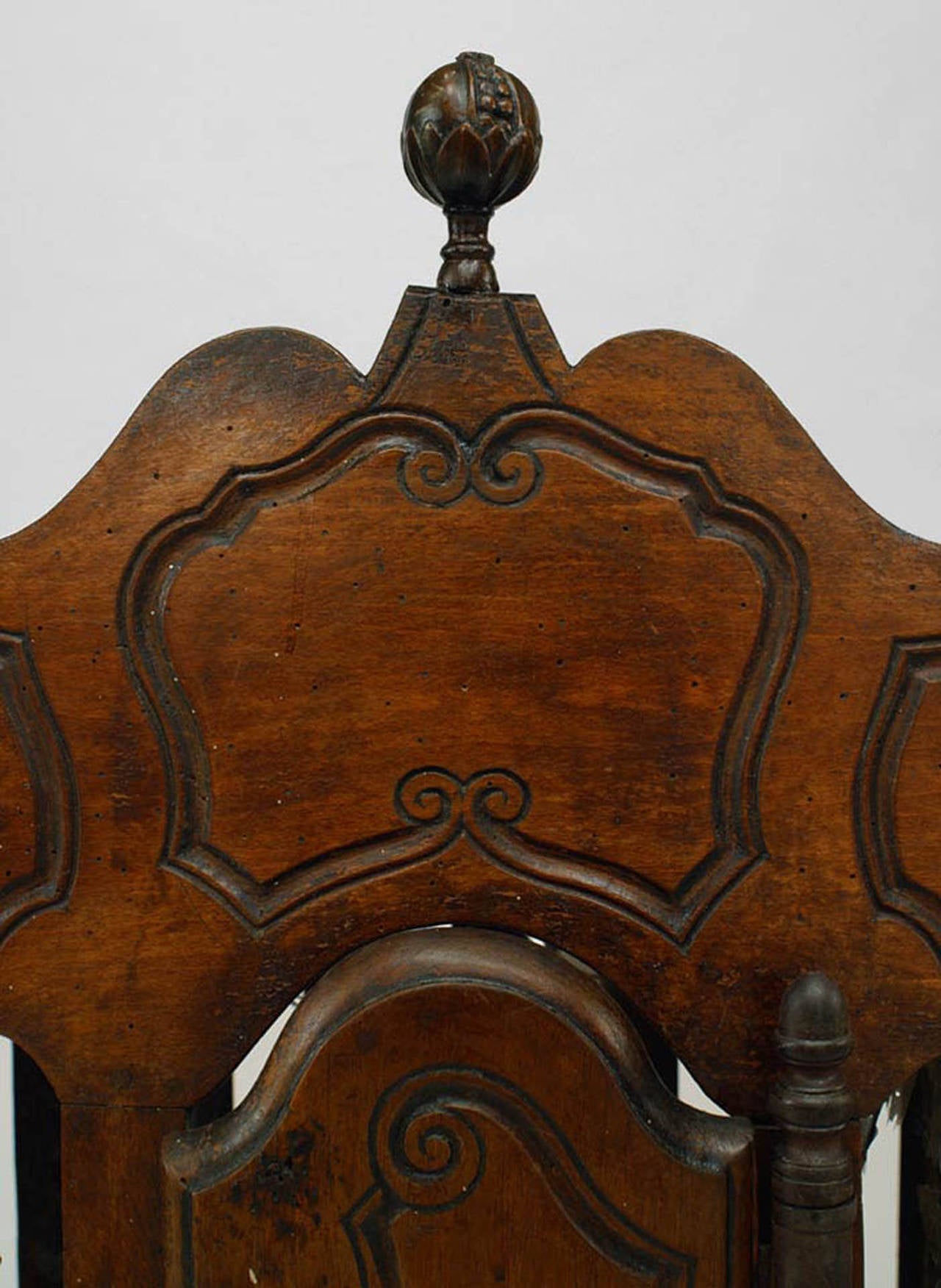 French Provincial (18th Century) walnut spindle design bread box.
