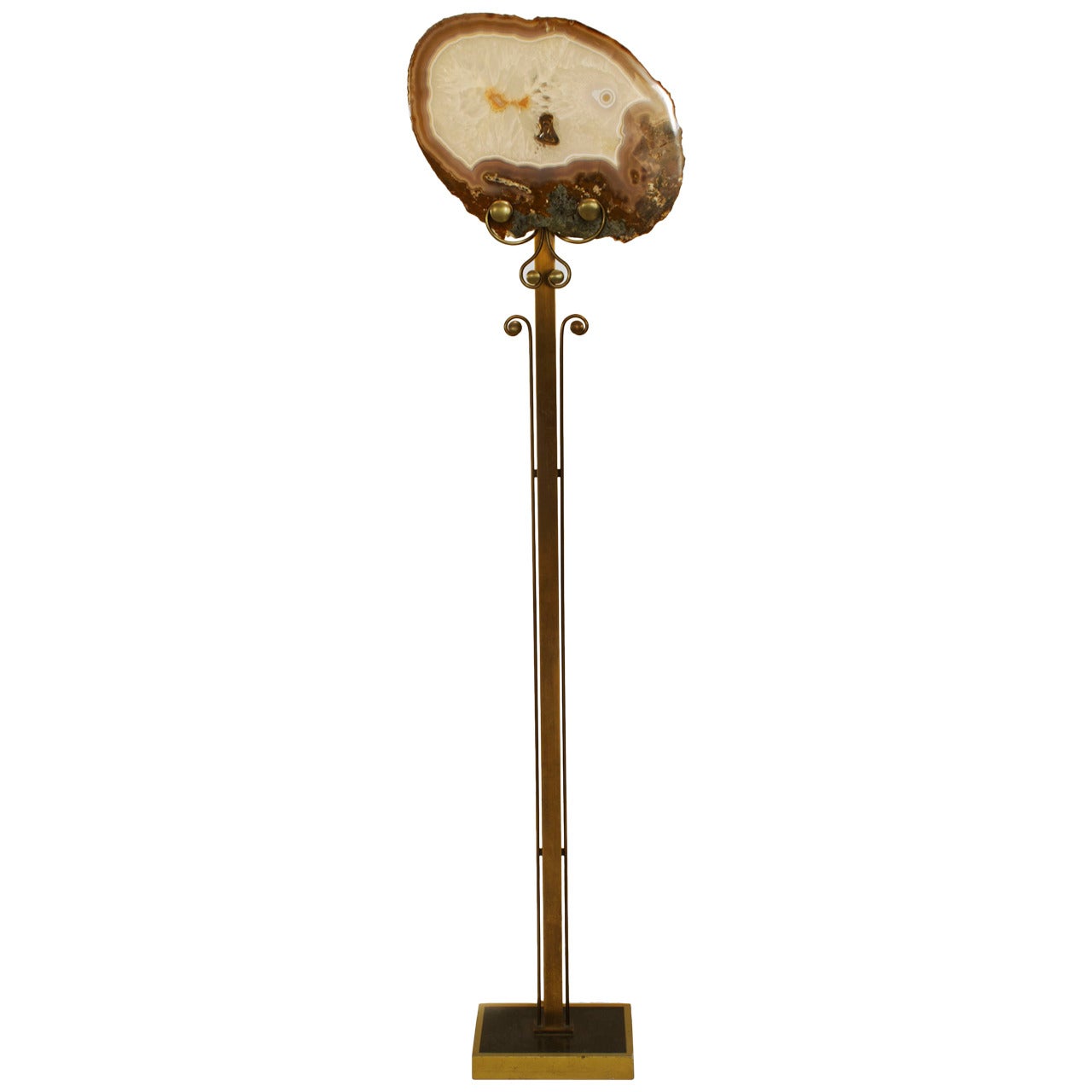 French Post-War Du Boisson Agate Specimen Bronze Floor Lamp For Sale