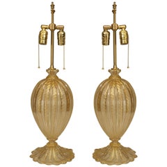 Pair of Modern Italian Murano Cordonato Table Lamps - 1stdibs New York