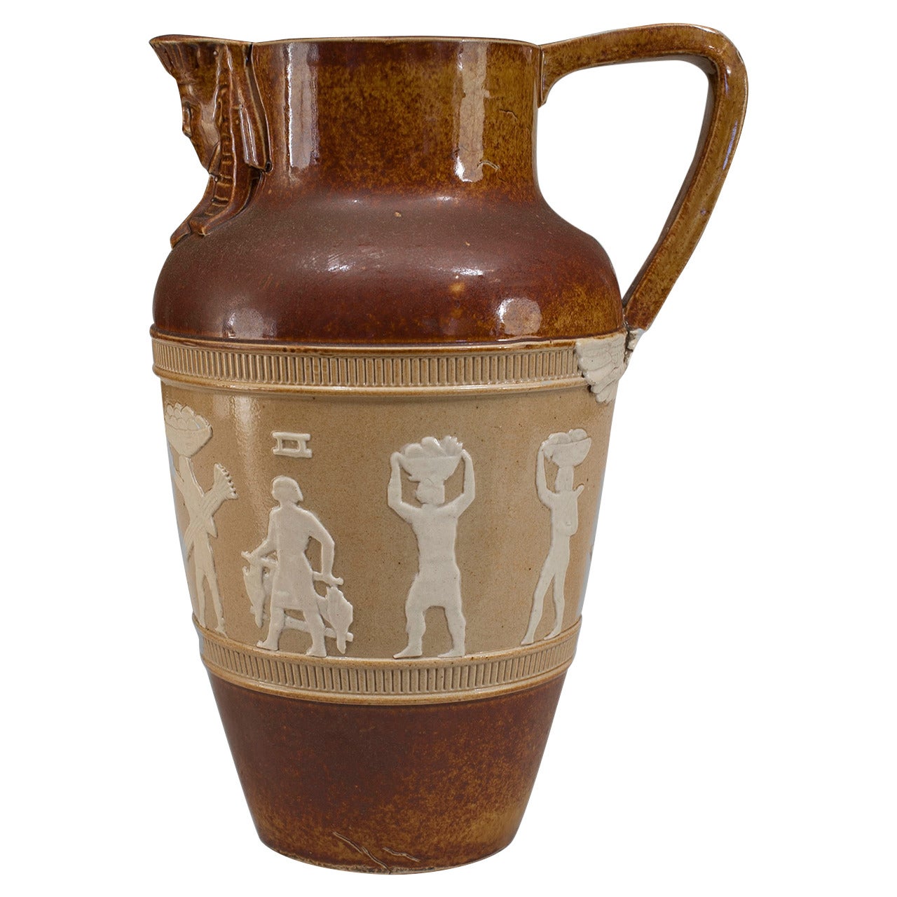 1920s English Egyptian Revival Pitcher by Doulton