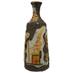 1930s Italian Egyptian Revival Lava Vase by Italo Casini