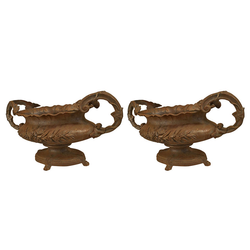 Pair of 19th Century French Iron Planters