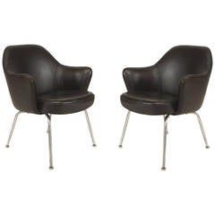 Mid-Century Modern Leather Tub Chairs Attributed to Knoll