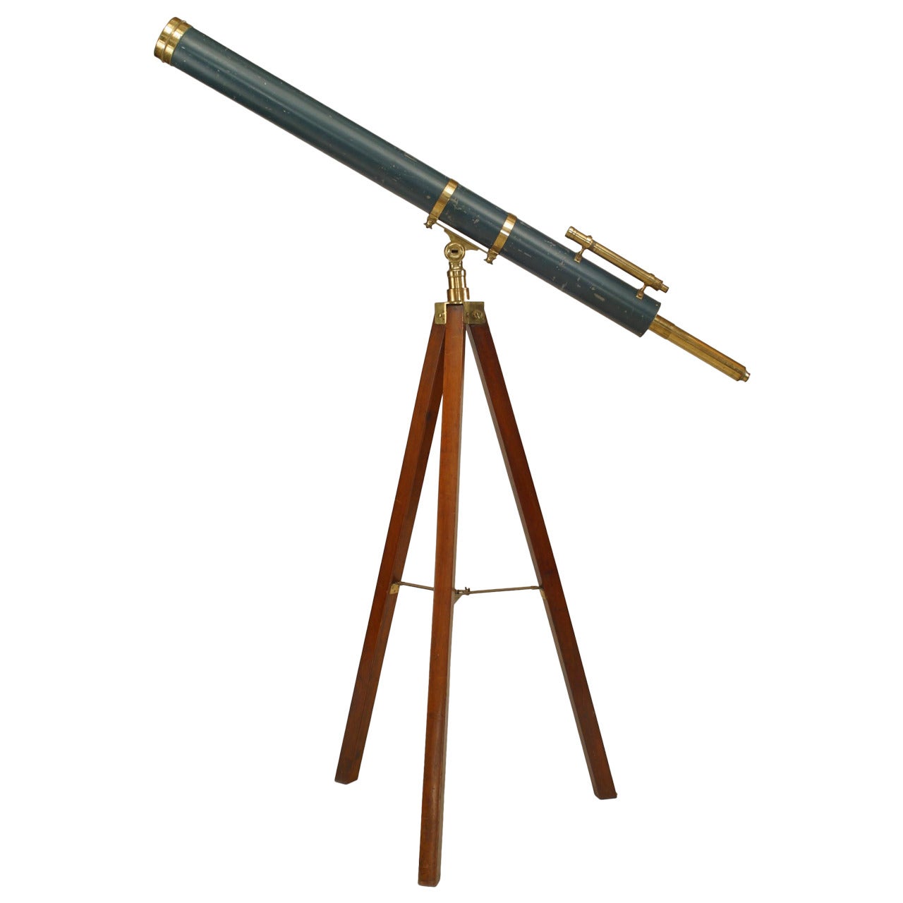 English Victorian Blue & Brass Telescope For Sale