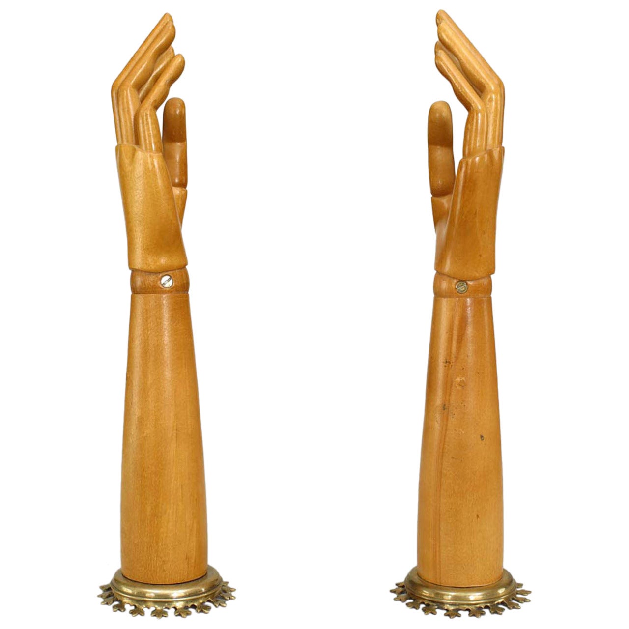 Pair of 19th Century English Carved Articulated Arm Sculptures
