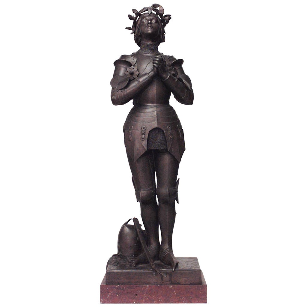 French Patinated Metal Joan of Arc Figure by Mercie