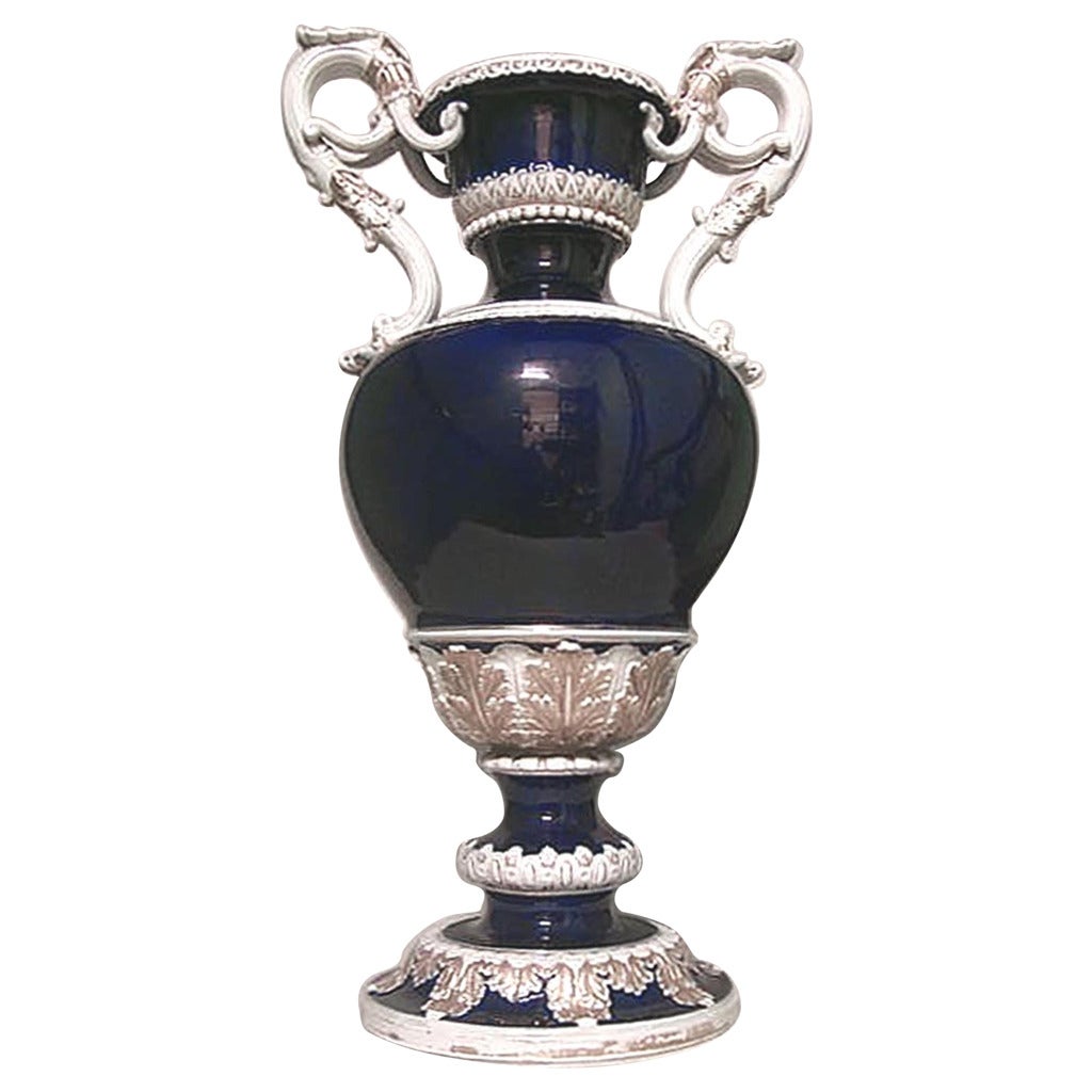 Large 19th Century German Gilt-Trimmed Meissen Porcelain Vase
