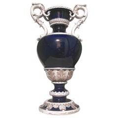 Große deutsche Vase aus Meissen Porcelain mit Goldrand aus dem 19.