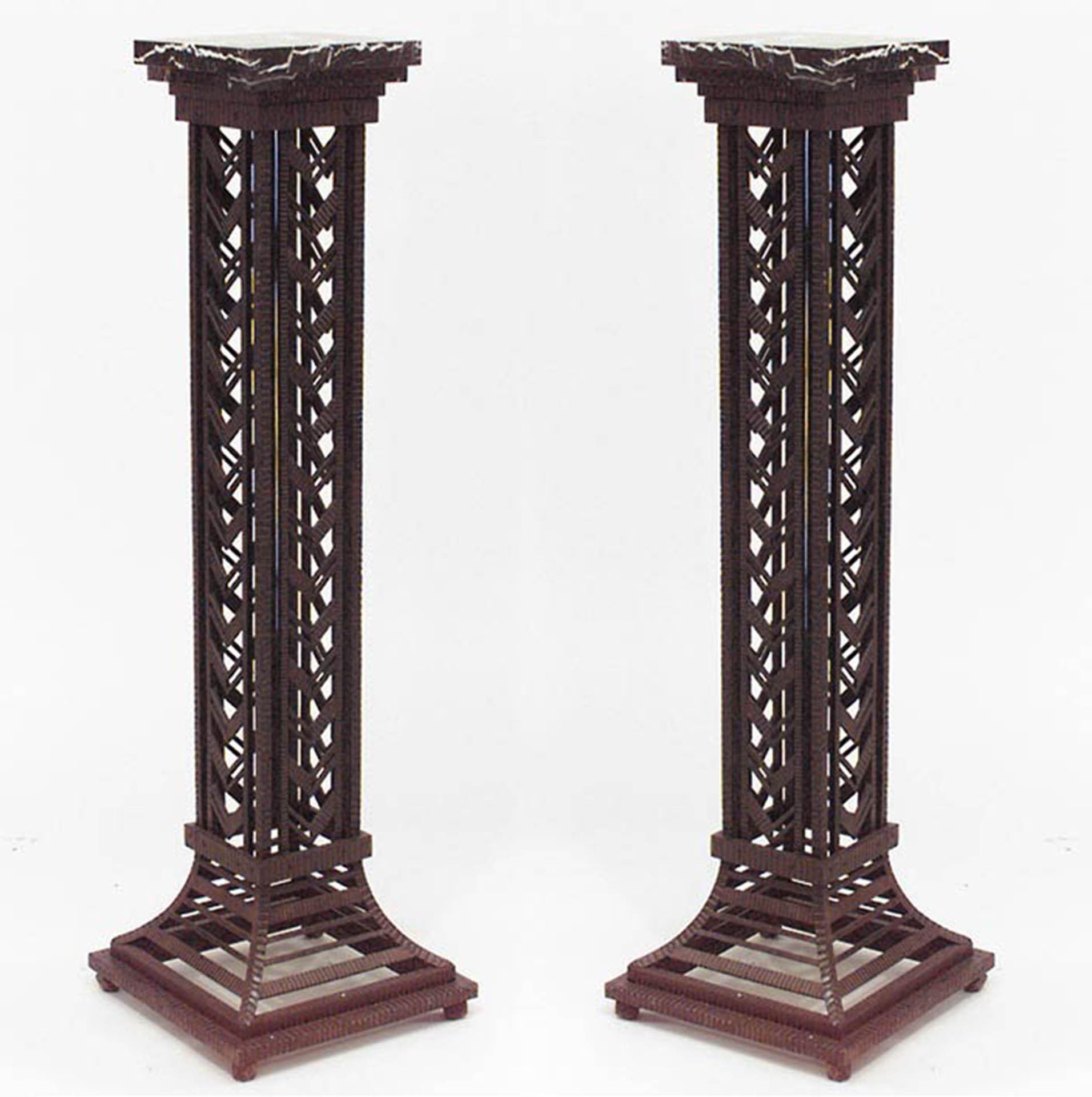 Pair of Art Deco Wrought Iron Pedestals For Sale