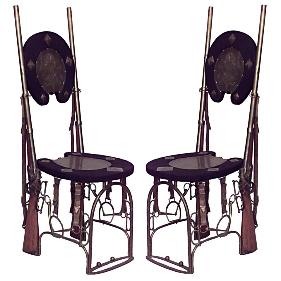 Pair of English Victorian Horseshoe Side Chairs