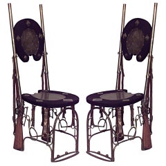 Antique Pair of English Victorian Horseshoe Side Chairs