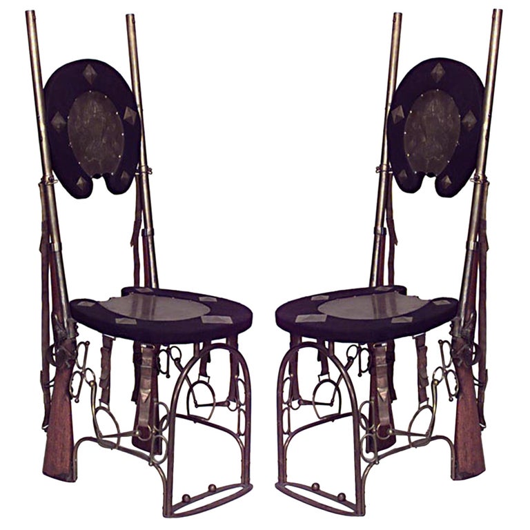 Pair of English Victorian Horseshoe Side Chairs For Sale