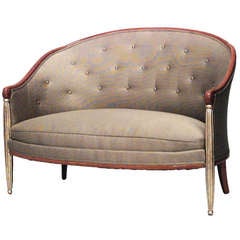 French Art Deco Maple and Gilt Wood Upholstered Loveseat