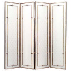 French 1940's Gilt Wood Screen Attributed To Lucien Rollin 1