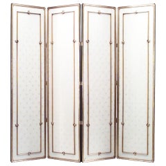 Antique Mid-Century French Rollin Gilt 4-Fold Screen