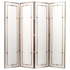 Mid-Century French Rollin Gilt 4-Fold Screen