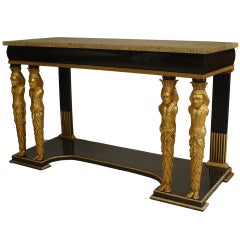 19th c. Austrian Neoclassic Gilt and Marble Console