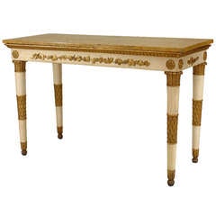 Early 19th c. Neoclassic Siena Marble and Gilt Carved Console