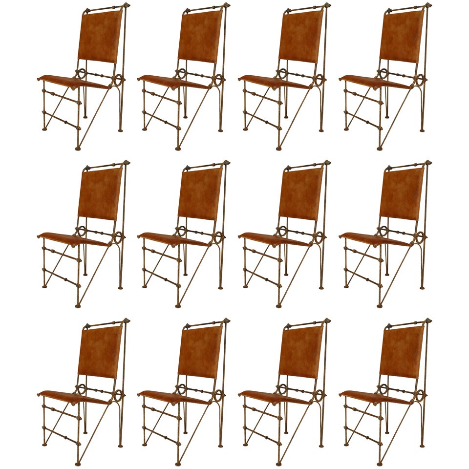 Set of 12 American Post-War Leather Chairs