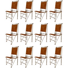 Ensemble de 12 chaises américaines d'après-guerre en cuir