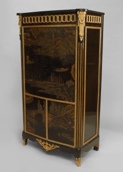 French Louis XVI Style Chinoiserie Cabinet with Gilt Bronze Trim