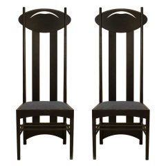 Pair of Arts & Crafts Mackintosh For Cassina Ebonized Side Chairs