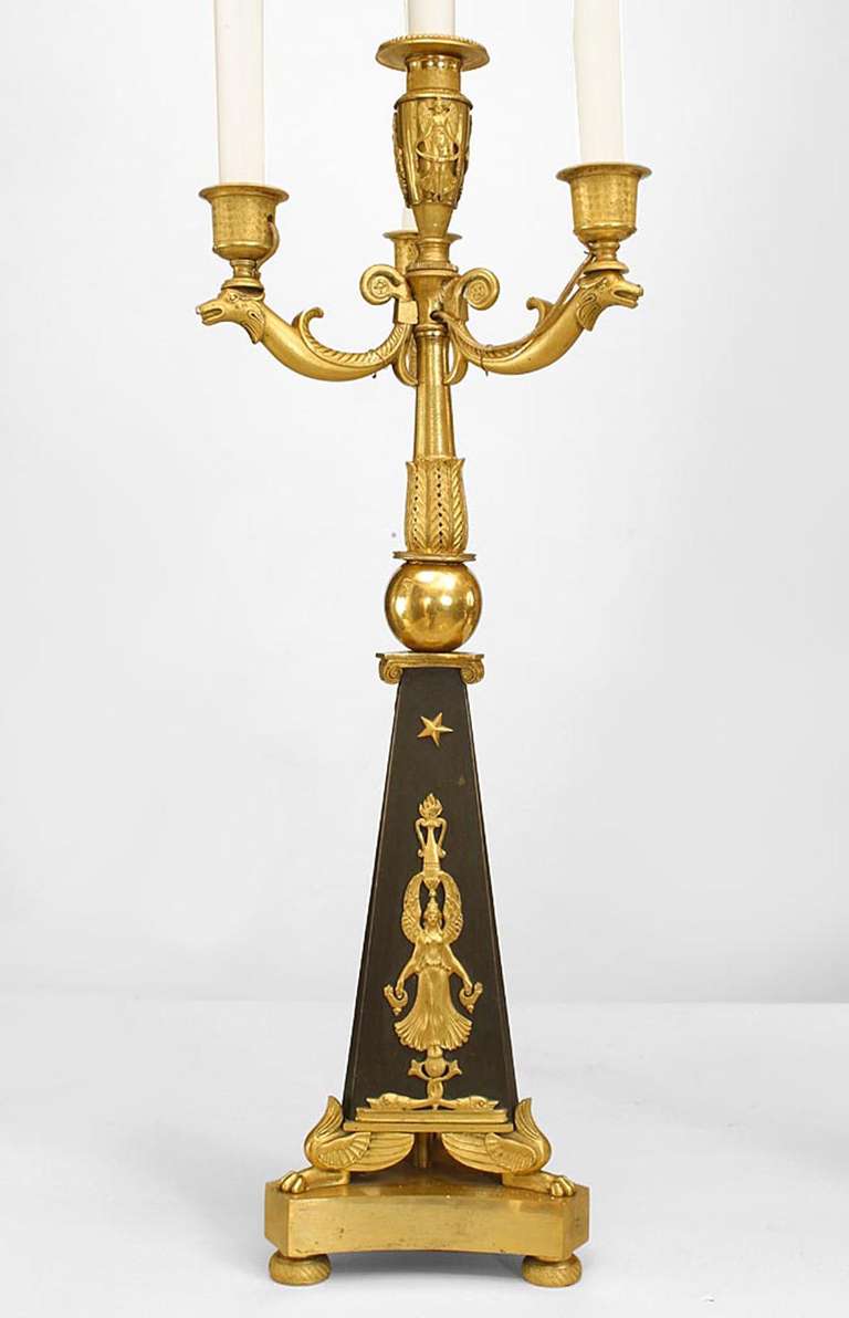 Pair of 19th c. French Empire Style Electrified Candelabra In Good Condition For Sale In Queens, NY