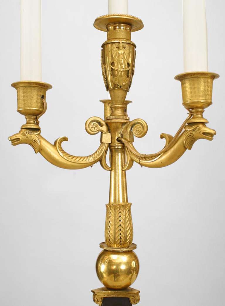 Pair of 19th c. French Empire Style Electrified Candelabra For Sale 1
