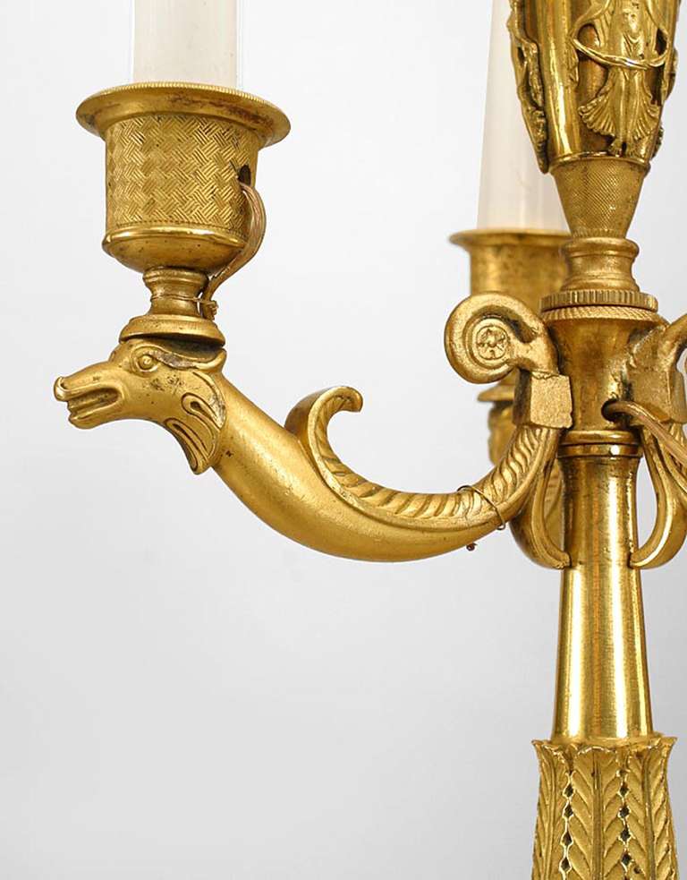 Paar Stücke aus dem 19. Jahrhundert Electrified Kandelaber im französischen Empire-Stil im Angebot 2