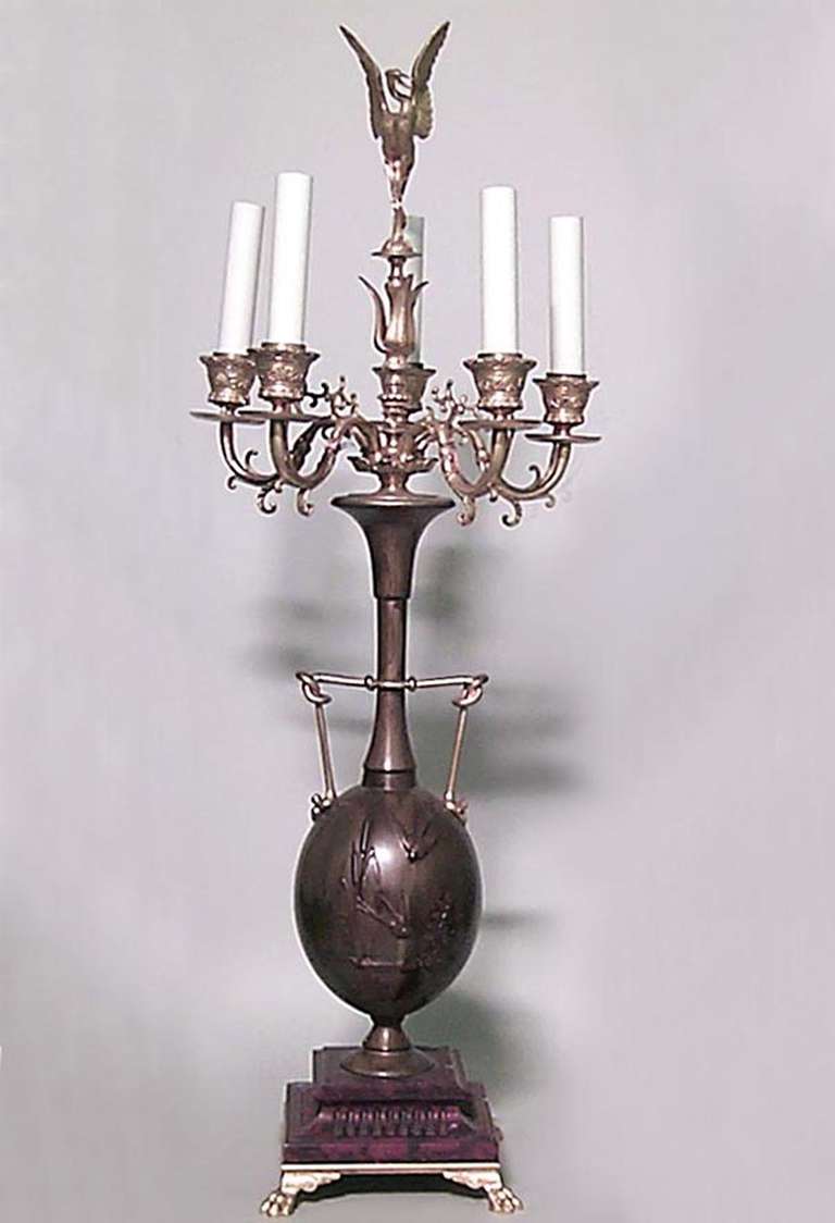 Louis XVI Paire de candélabres français par H. Cahieux & F. Barbedienne, 1880 en vente