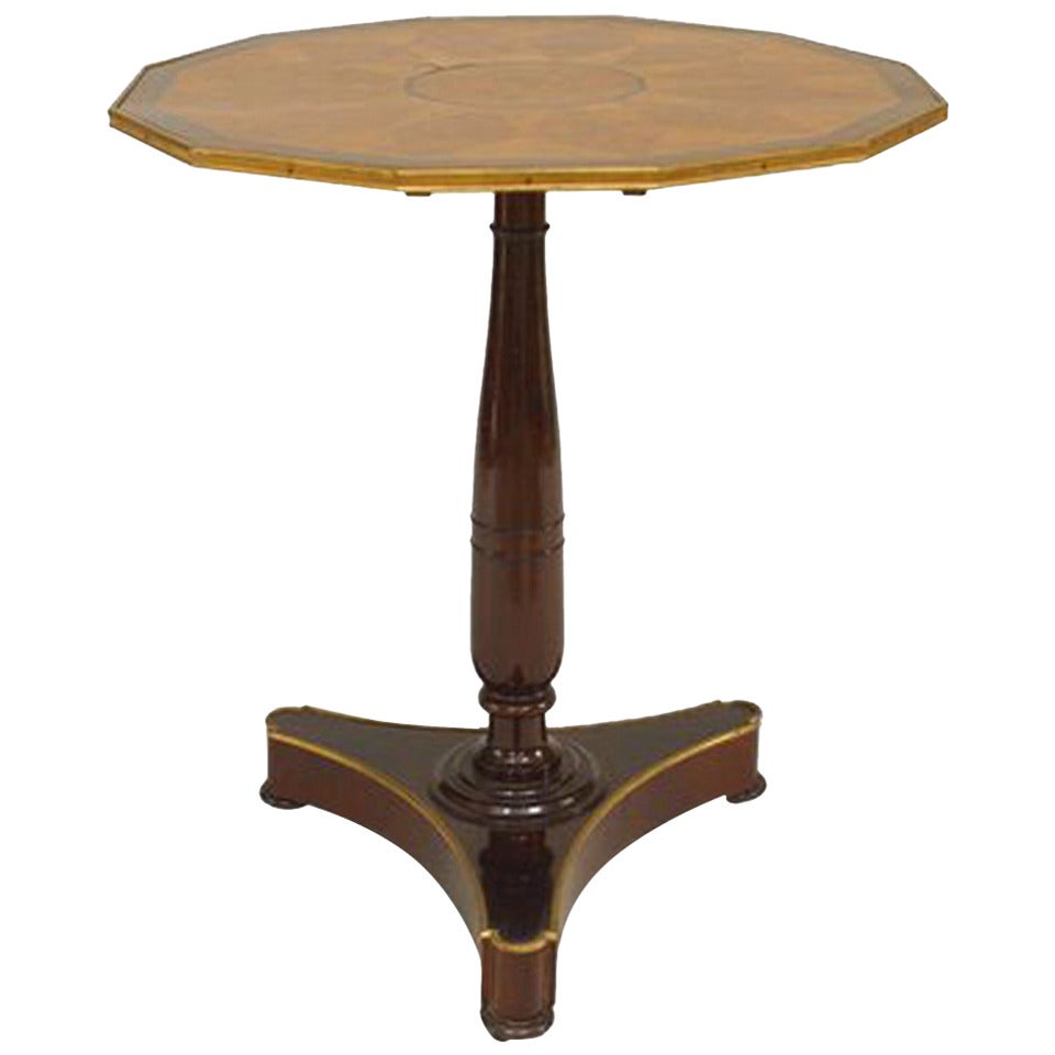 Russian Neoclassic Brass Mahogany Table For Sale